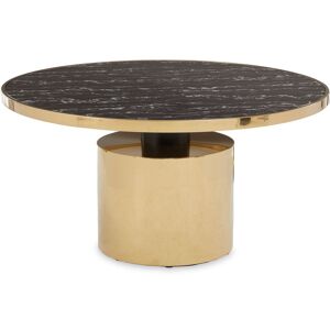 Orsina Black Marble‑Effect Coffee Table with Gold‑Finish Base, Round Black Marble‑Effect Tempered Glass Top in Gold Gold Orsina Black Marble‑Effect Coffee Table with Gold‑Finish Base, Round Black Marble‑Effect Tempered Glass Top in Gold Gold