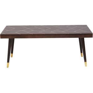 Orsina Mango Wood & Gold Finishing Coffee Table, Rectangular Coffee Table With Brass Inlay, Wooden Centre Table in Brown Brown Orsina Mango Wood & Gold Finishing Coffee Table, Rectangular Coffee Table With Brass Inlay, Wooden Centre Table in Brown Brown