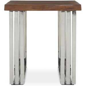 Orsina Natural & Silver Small Console Table, Solid Wood Top With Stainless Steel Loop Base, Modern Console Table Natural Orsina Natural & Silver Small Console Table, Solid Wood Top With Stainless Steel Loop Base, Modern Console Table Natural