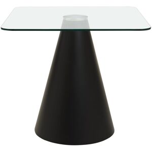 Orsina Square Clear Glass Top Dining Table, Geometric Conical Black Base Glass Dining Room Table, Kitchen Table Clear Orsina Square Clear Glass Top Dining Table, Geometric Conical Black Base Glass Dining Room Table, Kitchen Table Clear