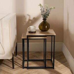 OHS Manhattan Set of 2 Square Nest of Tables Modern End Side Coffee Table in Light Oak Light Oak OHS Manhattan Set of 2 Square Nest of Tables Modern End Side Coffee Table in Light Oak Light Oak