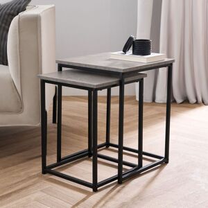 OHS Manhattan Set of 2 Square Nest of Tables Modern End Side Coffee Table in Light Grey Light Grey OHS Manhattan Set of 2 Square Nest of Tables Modern End Side Coffee Table in Light Grey Light Grey