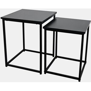 OHS Manhattan Set of 2 Square Nest of Tables Modern End Side Coffee Table in Black Black OHS Manhattan Set of 2 Square Nest of Tables Modern End Side Coffee Table in Black Black