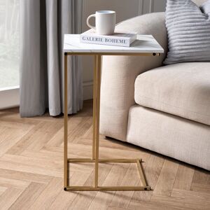 OHS C Shape Table Side End Living Room Furniture Bedside Nightstand, Marble Gold in Natural Natural OHS C Shape Table Side End Living Room Furniture Bedside Nightstand, Marble Gold in Natural Natural