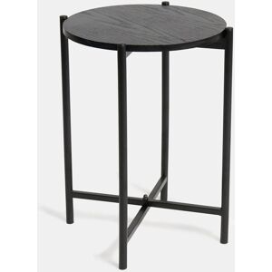 OHS Round Side Table Coffee End Tables Nightstand with Metal Frame in Black Black OHS Round Side Table Coffee End Tables Nightstand with Metal Frame in Black Black