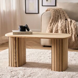 OHS Madison Ribbed Long Coffee Table Living Room Office End Side Table in Light Oak Light Oak OHS Madison Ribbed Long Coffee Table Living Room Office End Side Table in Light Oak Light Oak