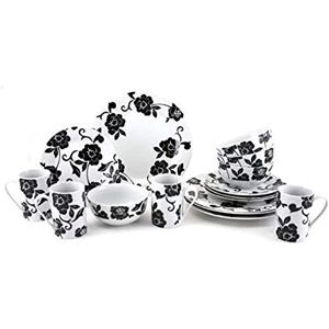 Creative Tops 16-Piece Vivienne Dinner Set White, Black Service for 4 in White White Creative Tops 16-Piece Vivienne Dinner Set White, Black Service for 4 in White White