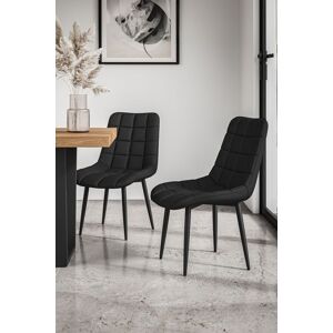 More4Homes Set of 2 Nova Modern Faux Leather Dining Chair Padded Seat Metal Legs Kitchen in Black Black More4Homes Set of 2 Nova Modern Faux Leather Dining Chair Padded Seat Metal Legs Kitchen in Black Black
