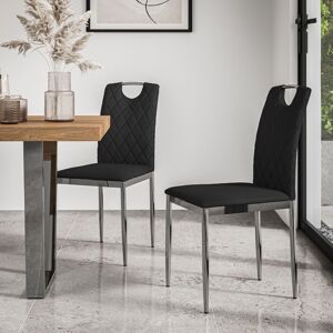 More4Homes Set Of 2 Monza Faux Leather Dining Chair Modern Padded Seat Chrome Legs Kitchen in Black Black More4Homes Set Of 2 Monza Faux Leather Dining Chair Modern Padded Seat Chrome Legs Kitchen in Black Black