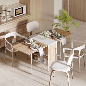 HOMCOM Oak & White Foldable Drop Leaf Dining Table - Small Space Storage HOMCOM Oak & White Foldable Drop Leaf Dining Table - Small Space Storage