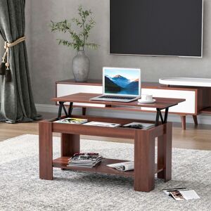 HOMCOM 100cm Lift Up Top Coffee Table Desk Hidden Storage Bottom Shelf Living in Walnut Walnut HOMCOM 100cm Lift Up Top Coffee Table Desk Hidden Storage Bottom Shelf Living in Walnut Walnut