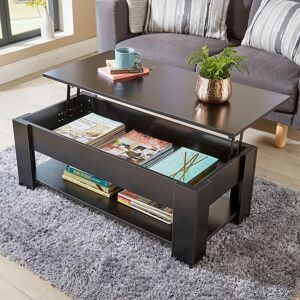 Home Source Lift Up Coffee Table With Storage Shelf Living Room Home Orlando in Black Black Home Source Lift Up Coffee Table With Storage Shelf Living Room Home Orlando in Black Black