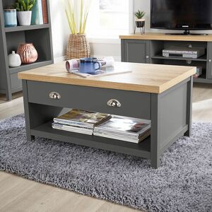 Home Source Coffee Table 2 Drawer Dark 36mm Oak Top Home Reception Table in Dark Grey Dark Grey Home Source Coffee Table 2 Drawer Dark 36mm Oak Top Home Reception Table in Dark Grey Dark Grey