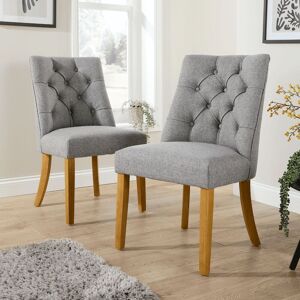 Home Source Samara Pair Of Dining Chairs High Back Button Tufted Upholstered in Dark Grey Dark Grey Home Source Samara Pair Of Dining Chairs High Back Button Tufted Upholstered in Dark Grey Dark Grey