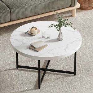 VonHaus Mosley Round Living Room Coffee Table in White White VonHaus Mosley Round Living Room Coffee Table in White White