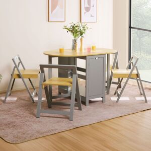 VonHaus Firbeck Folding Dining Table & Chair Set 4 in Grey Grey VonHaus Firbeck Folding Dining Table & Chair Set 4 in Grey Grey