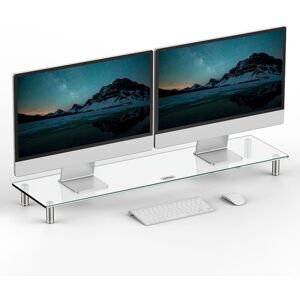 VonHaus Height Adjustable Clear Glass Dual Monitor Screen Riser Clear VonHaus Height Adjustable Clear Glass Dual Monitor Screen Riser Clear