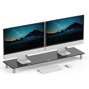 VonHaus Height Adjustable Black Glass Dual Monitor Screen Riser Black VonHaus Height Adjustable Black Glass Dual Monitor Screen Riser Black