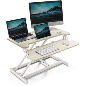 VonHaus Height Adjustable Light Wood Standing Desk Converter with Keyboard Shelf in Light Brown Light Brown VonHaus Height Adjustable Light Wood Standing Desk Converter with Keyboard Shelf in Light Brown Light Brown