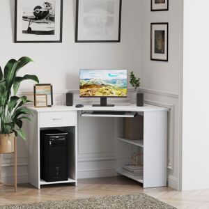 HOMCOM White L-Shaped Desk with Shelves & Keyboard Tray - Desk HOMCOM White L-Shaped Desk with Shelves & Keyboard Tray - Desk