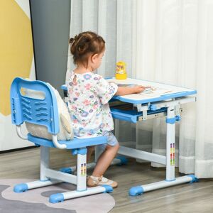 HOMCOM Kids Desk & Chair Set, Height Adjustable Writing Desk Study Table in Blue Blue HOMCOM Kids Desk & Chair Set, Height Adjustable Writing Desk Study Table in Blue Blue