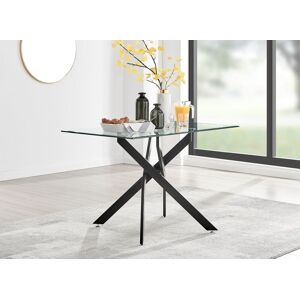 FurnitureboxUK Leonardo 120cm 4-Seater Glass & Chrome Metal Starburst Dining Table in Black Black FurnitureboxUK Leonardo 120cm 4-Seater Glass & Chrome Metal Starburst Dining Table in Black Black