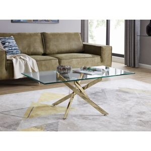 FurnitureboxUK Leonardo Rectangular Glass Coffee Table with Metal Angled Starburst Legs for Modern Living Rooms in Gold Gold FurnitureboxUK Leonardo Rectangular Glass Coffee Table with Metal Angled Starburst Legs for Modern Living Rooms in Gold Gold