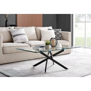 FurnitureboxUK Leonardo Rectangular Glass Coffee Table with Metal Angled Starburst Legs for Modern Living Rooms in Black Black FurnitureboxUK Leonardo Rectangular Glass Coffee Table with Metal Angled Starburst Legs for Modern Living Rooms in Black Black