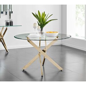 FurnitureboxUK Novara 120cm Round 6-Seater Glass & Metal Starburst Dining Table in Gold Gold FurnitureboxUK Novara 120cm Round 6-Seater Glass & Metal Starburst Dining Table in Gold Gold