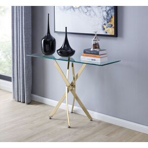 FurnitureboxUK Leonardo Rectangular Glass Console Table with Metal Angled Starburst Legs for Modern Living Room in Gold Gold FurnitureboxUK Leonardo Rectangular Glass Console Table with Metal Angled Starburst Legs for Modern Living Room in Gold Gold