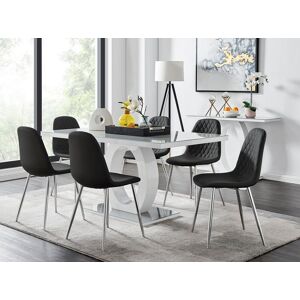 FurnitureboxUK Giovani 6-Seater Grey Glass Dining Table & 6 Corona Faux Leather Dining Chairs in Black Black FurnitureboxUK Giovani 6-Seater Grey Glass Dining Table & 6 Corona Faux Leather Dining Chairs in Black Black