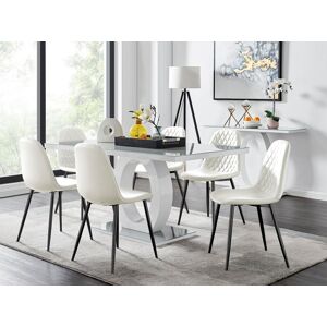 FurnitureboxUK Giovani 6-Seater Grey Glass Dining Table & 6 Corona Faux Leather Dining Chairs in White White FurnitureboxUK Giovani 6-Seater Grey Glass Dining Table & 6 Corona Faux Leather Dining Chairs in White White