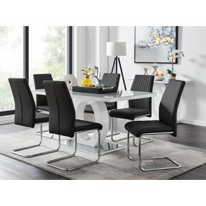 FurnitureboxUK Giovani 6-Seater Grey Glass Dining Table & 6 Lorenzo Faux Leather Dining Chairs in Black Black FurnitureboxUK Giovani 6-Seater Grey Glass Dining Table & 6 Lorenzo Faux Leather Dining Chairs in Black Black