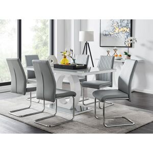 FurnitureboxUK Giovani 6-Seater Grey Glass Dining Table & 6 Lorenzo Faux Leather Dining Chairs Grey FurnitureboxUK Giovani 6-Seater Grey Glass Dining Table & 6 Lorenzo Faux Leather Dining Chairs Grey