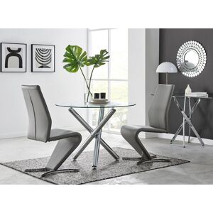 FurnitureboxUK Selina Round Glass & Chrome Metal Dining Table & Luxury Willow Chairs Set in Grey Size: 2 Person Grey 2 Person FurnitureboxUK Selina Round Glass & Chrome Metal Dining Table & Luxury Willow Chairs Set in Grey Size: 2 Person Grey 2 Person