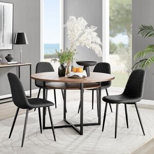 FurnitureboxUK Adley Brown Wood Storage Dining Table & 4 Corona Black Leg Chairs Black FurnitureboxUK Adley Brown Wood Storage Dining Table & 4 Corona Black Leg Chairs Black