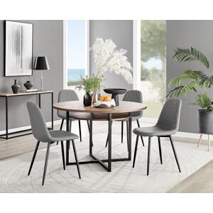 FurnitureboxUK Adley Brown Wood Storage Dining Table & 4 Corona Black Leg Chairs in Grey Grey FurnitureboxUK Adley Brown Wood Storage Dining Table & 4 Corona Black Leg Chairs in Grey Grey