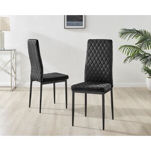 FurnitureboxUK Set of 6 Milan High Back Soft Touch Diamond Pattern Velvet Dining Chairs With Black Powder Coated Metal Legs Black FurnitureboxUK Set of 6 Milan High Back Soft Touch Diamond Pattern Velvet Dining Chairs With Black Powder Coated Metal Legs Black