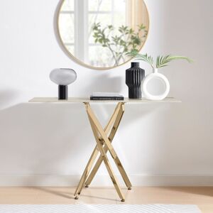 FurnitureboxUK Leonardo Rectangular Marble Effect Glass Top Console Table With Gold Metal Starburst Legs in White White FurnitureboxUK Leonardo Rectangular Marble Effect Glass Top Console Table With Gold Metal Starburst Legs in White White