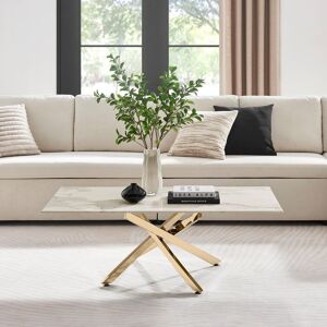 FurnitureboxUK Leonardo Rectangular Marble Effect Glass Top Coffee Table With Gold Metal Starburst Legs in White White FurnitureboxUK Leonardo Rectangular Marble Effect Glass Top Coffee Table With Gold Metal Starburst Legs in White White