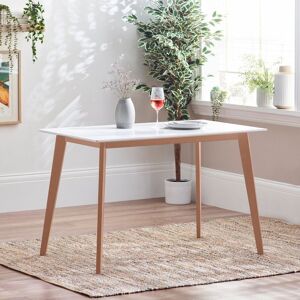 FurnitureboxUK Sofia 4 Seater White Dining Table with Wood Legs - Semi-Matte White Veneer Top - Made In Ukraine in Light Oak Light Oak FurnitureboxUK Sofia 4 Seater White Dining Table with Wood Legs - Semi-Matte White Veneer Top - Made In Ukraine in Light Oak Light Oak
