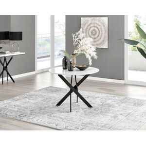 FurnitureboxUK Novara 100cm Round 4-Seater Dining Table With Black Metal Legs in White White FurnitureboxUK Novara 100cm Round 4-Seater Dining Table With Black Metal Legs in White White