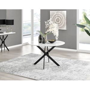 FurnitureboxUK Novara 120cm Round 6-Seater Dining Table With Black Metal Legs in White White FurnitureboxUK Novara 120cm Round 6-Seater Dining Table With Black Metal Legs in White White