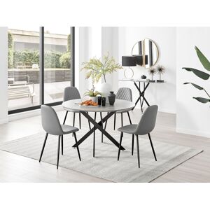 FurnitureboxUK Novara Grey Concrete Effect Black Leg 120cm Round Dining Table & 4 Corona Black Leg Chairs Grey FurnitureboxUK Novara Grey Concrete Effect Black Leg 120cm Round Dining Table & 4 Corona Black Leg Chairs Grey