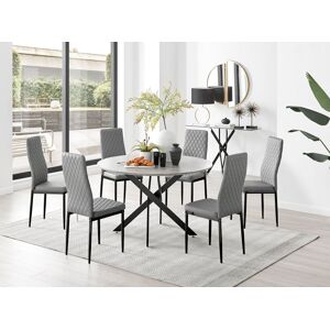 FurnitureboxUK Novara Grey Concrete Effect Black Leg 120cm Round Dining Table & 6 Milan Black Leg Chairs Grey FurnitureboxUK Novara Grey Concrete Effect Black Leg 120cm Round Dining Table & 6 Milan Black Leg Chairs Grey