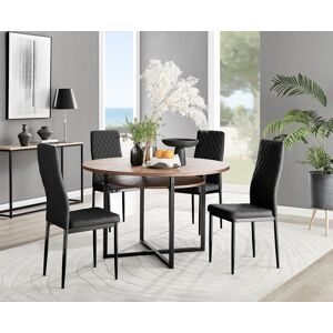 FurnitureboxUK Adley Brown Wood Storage Dining Table & 4 Velvet Milan Black Leg Chairs Black FurnitureboxUK Adley Brown Wood Storage Dining Table & 4 Velvet Milan Black Leg Chairs Black