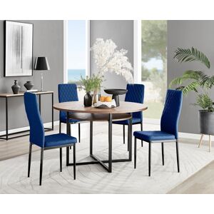 FurnitureboxUK Adley Brown Wood Storage Dining Table & 4 Velvet Milan Black Leg Chairs in Navy Navy FurnitureboxUK Adley Brown Wood Storage Dining Table & 4 Velvet Milan Black Leg Chairs in Navy Navy