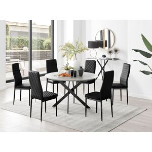 FurnitureboxUK Novara Grey Concrete Effect Black Leg 120cm Round Dining Table & 6 Velvet Milan Black Leg Chairs Black FurnitureboxUK Novara Grey Concrete Effect Black Leg 120cm Round Dining Table & 6 Velvet Milan Black Leg Chairs Black