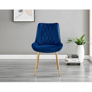 FurnitureboxUK Novara 100cm Round Tempered Glass Dining Table with Gold Legs & 4 Pesaro Velvet Chairs in Navy Navy FurnitureboxUK Novara 100cm Round Tempered Glass Dining Table with Gold Legs & 4 Pesaro Velvet Chairs in Navy Navy