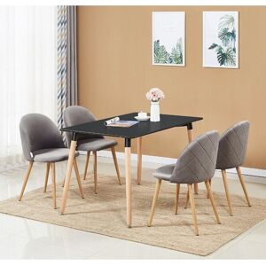 Life Interiors 'Lucia Halo' Dining Set with a Table & Chairs Set of 4 in Grey Grey Life Interiors 'Lucia Halo' Dining Set with a Table & Chairs Set of 4 in Grey Grey
